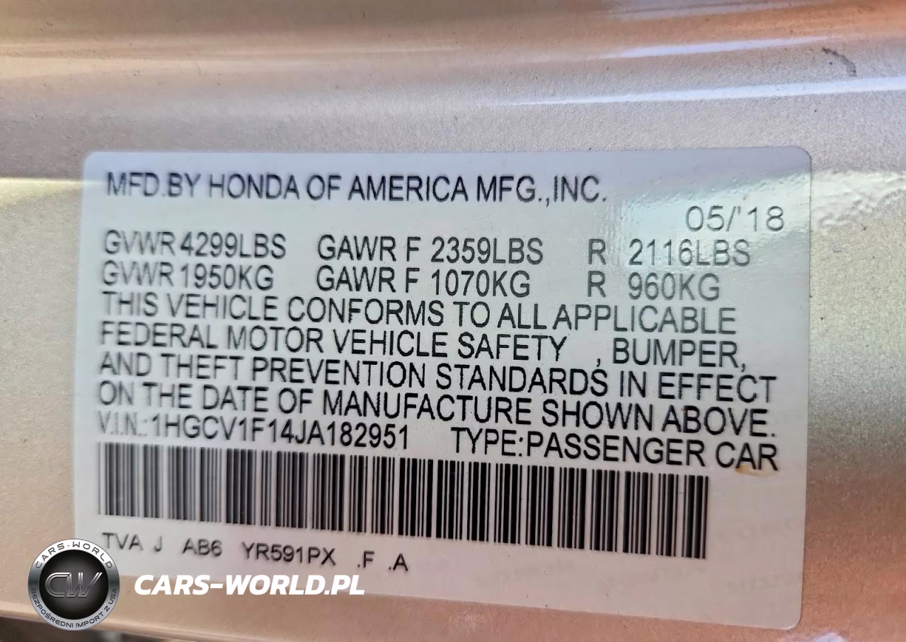 2018 Honda Accord Lx VIN:1HGCV1F14JA182951 - 12