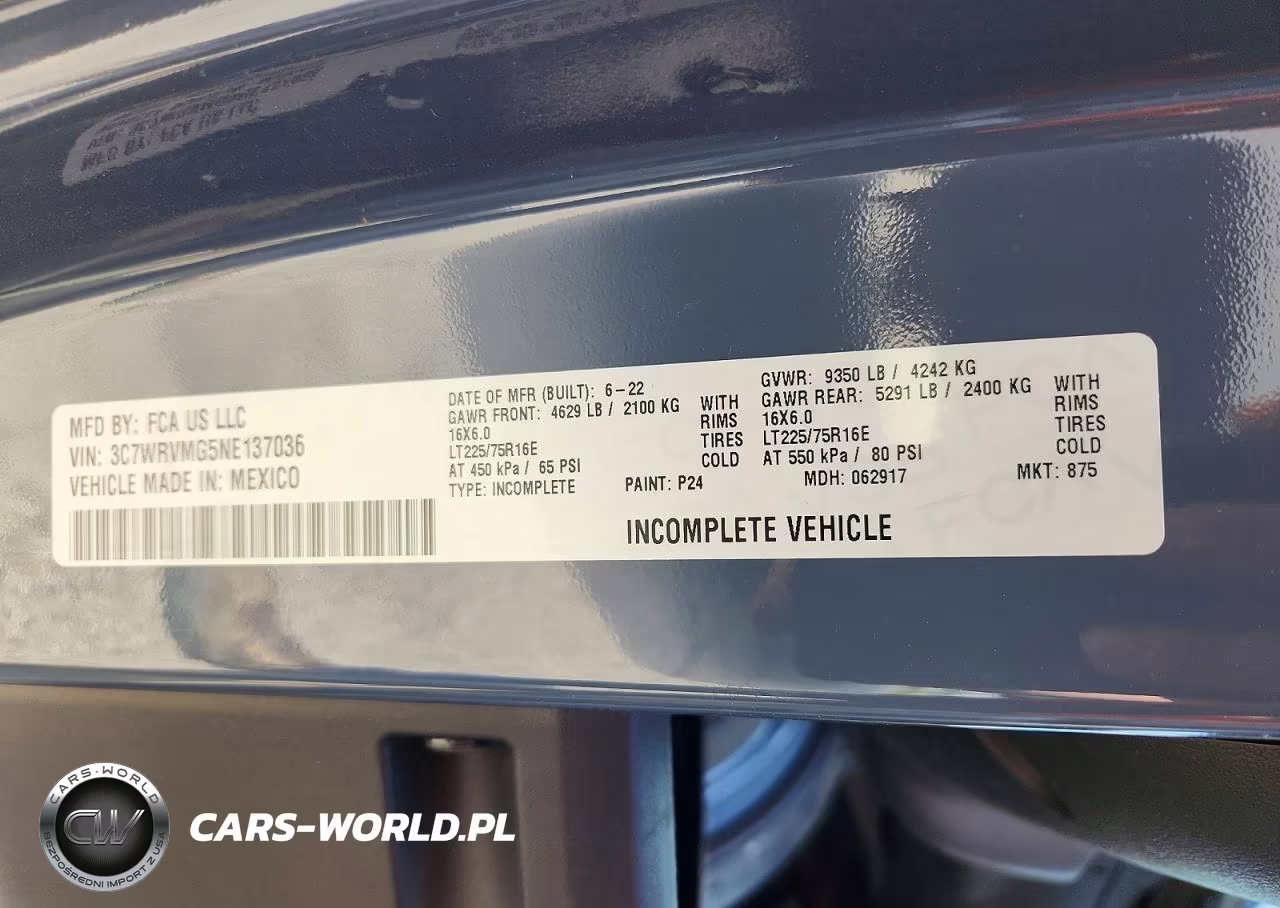 2022 Ram Promaster 3500 VIN:3C7WRVMG5NE137036 - 14
