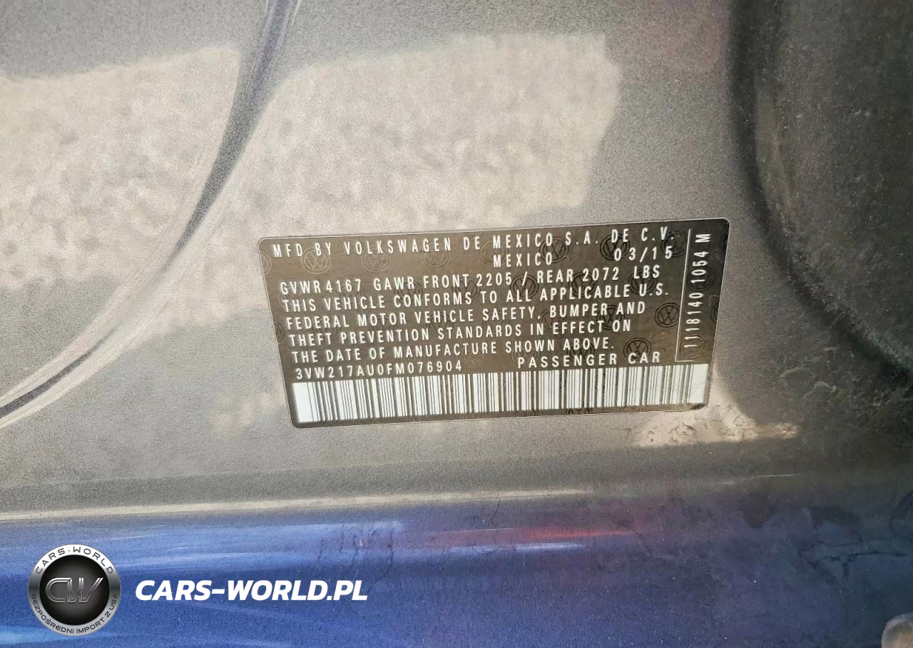 2015 Volkswagen Golf VIN:3VW217AU0FM076904 - 12