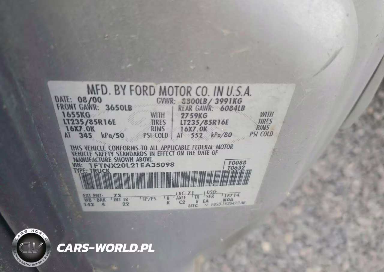 2001 Ford F250 Super Duty VIN:1FTNX20L21EA35098 - 12
