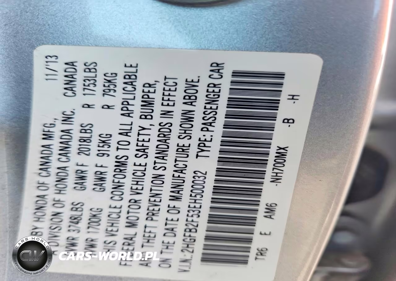 2014 Honda Civic Lx VIN:2HGFB2F53EH500032 - 12