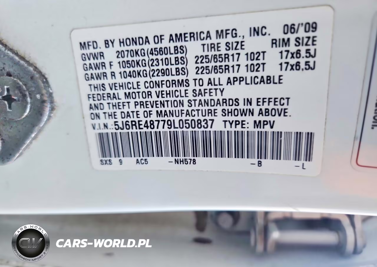 2009 Honda Cr-V Exl VIN:5J6RE48779L050837 - 13