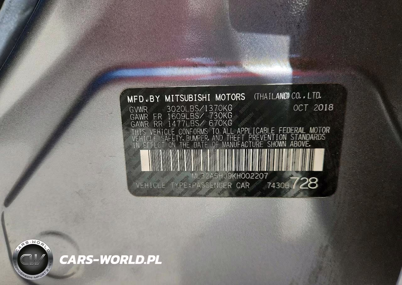 2019 Mitsubishi Mirage Le VIN:ML32A5HJ9KH002207 - 12