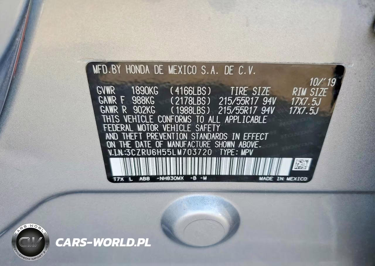 2020 Honda Hr-V Ex VIN:3CZRU6H55LM703720 - 12