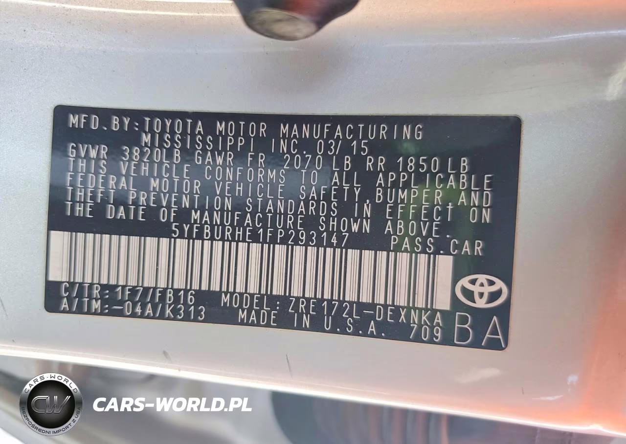 2015 Toyt Corolla Le VIN:5YFBURHE1FP293147 - 12