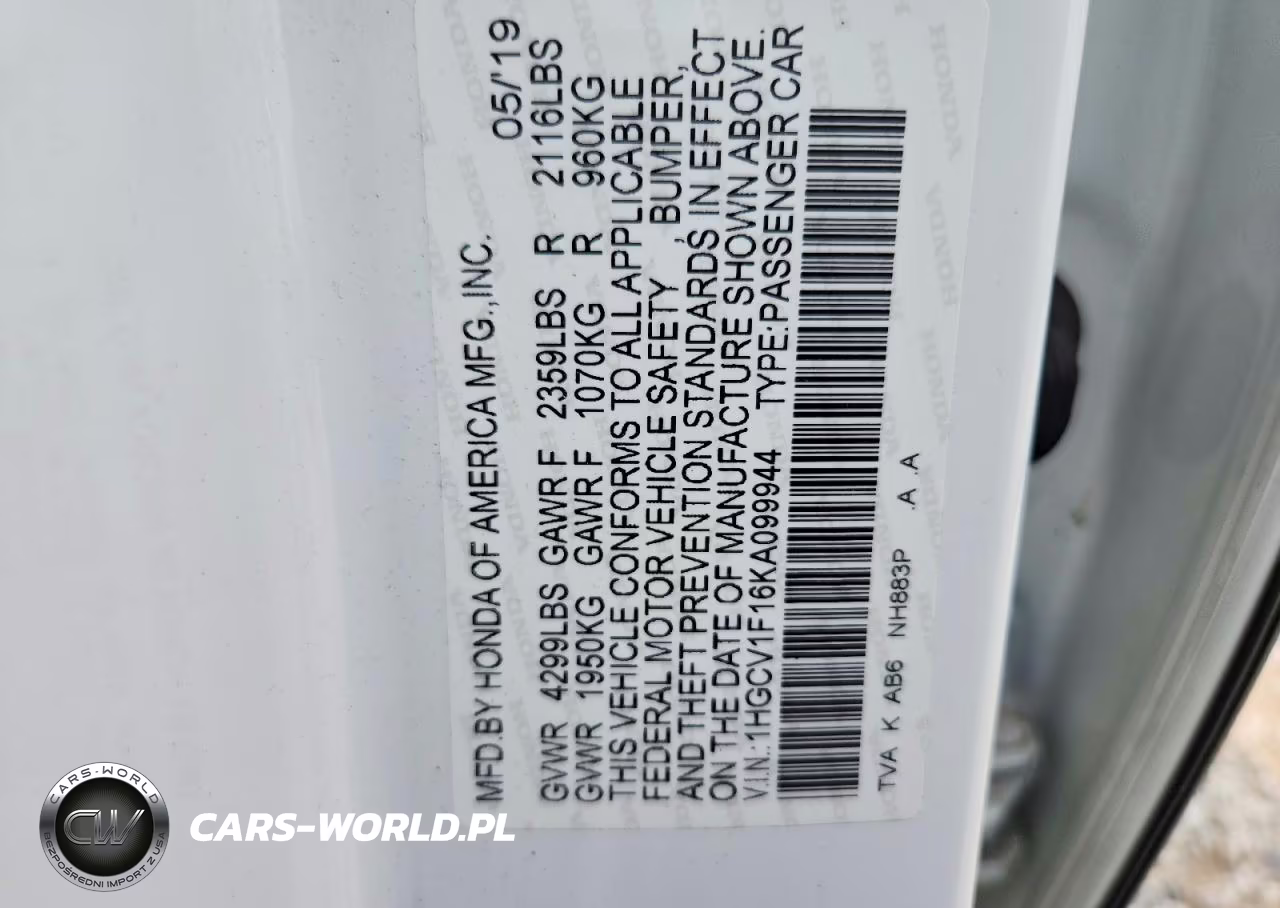 2019 Honda Accord Lx VIN:1HGCV1F16KA099944 - 13