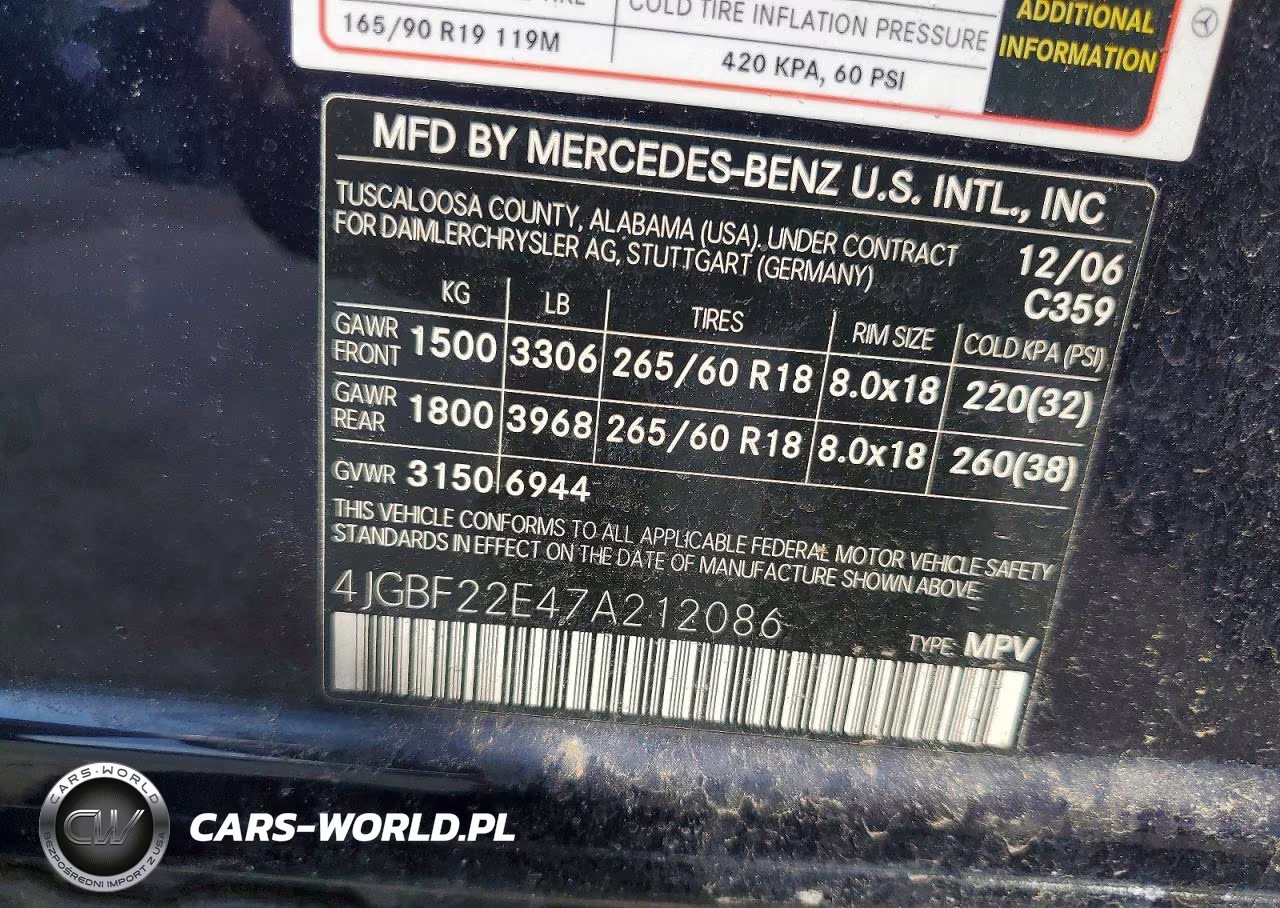 2007 Mercedes-Benz Gl 320 Cdi VIN:4JGBF22E47A212086 - 13