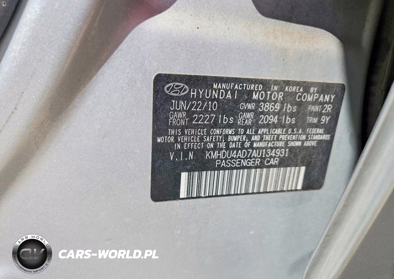 2010 Hyundai Elantra Se VIN:KMHDU4AD7AU134931 - 12