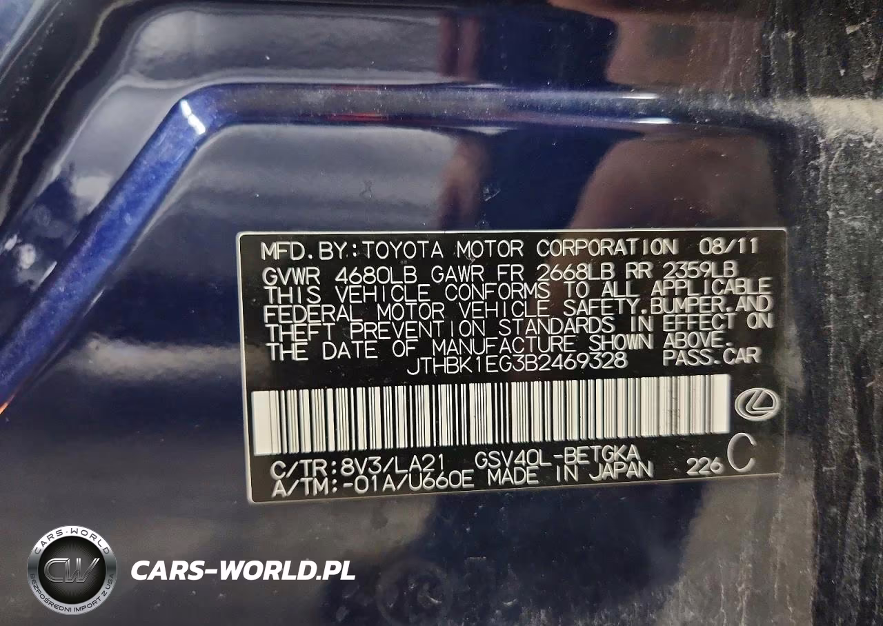 2011 Lexus Es 350 VIN:JTHBK1EG3B2469328 - 12
