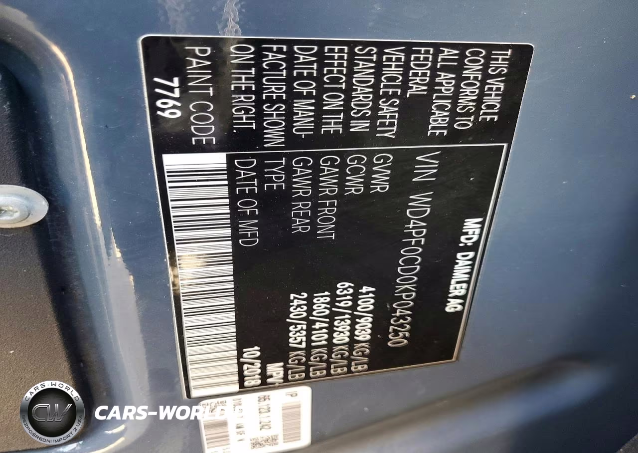 2019 Mercedes-Benz Sprinter 2500-3500 Delivery Van VIN:WD4PF0CD0KP043250 - 13