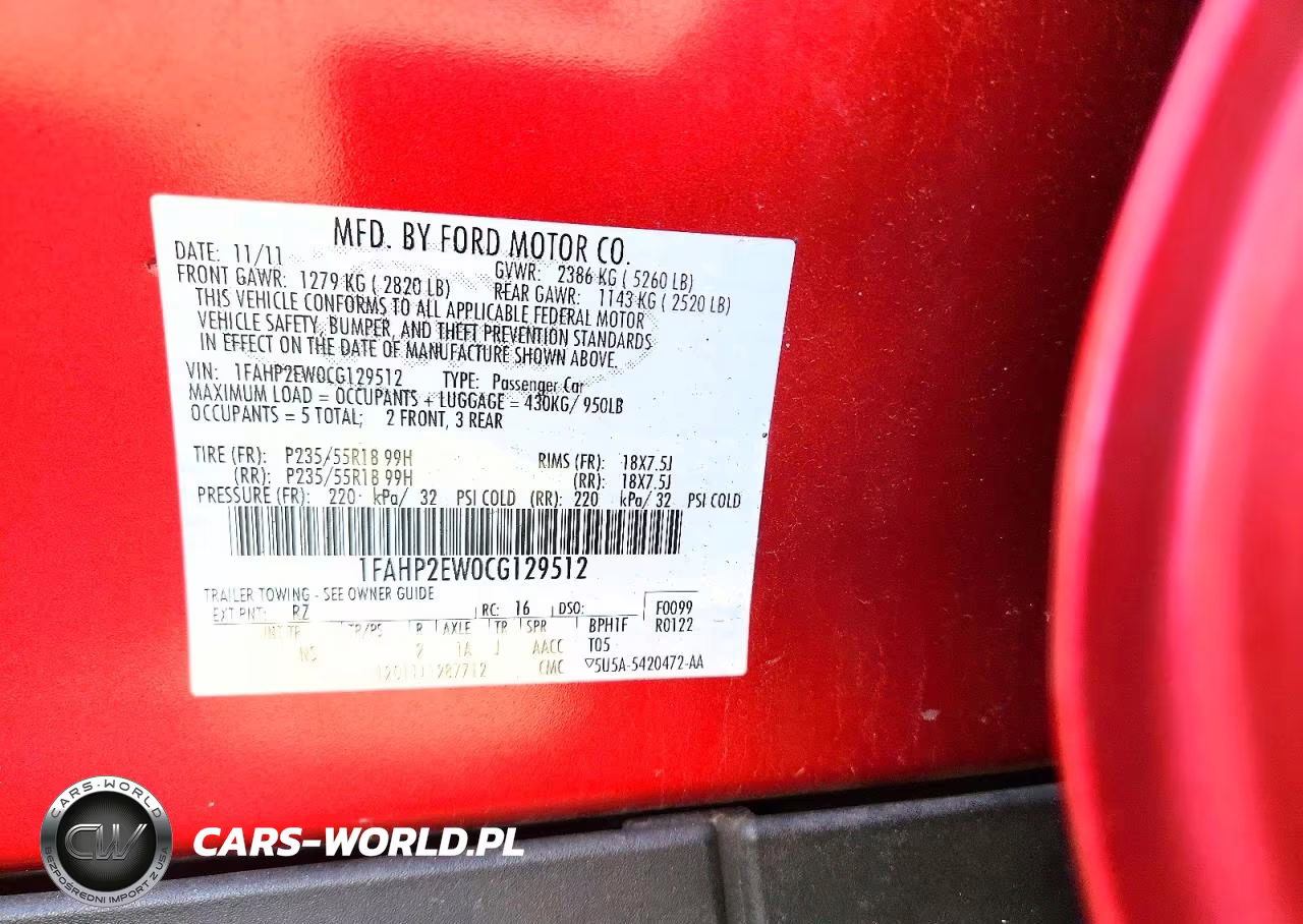2012 Ford Taurus Sel VIN:1FAHP2EW0CG129512 - 12