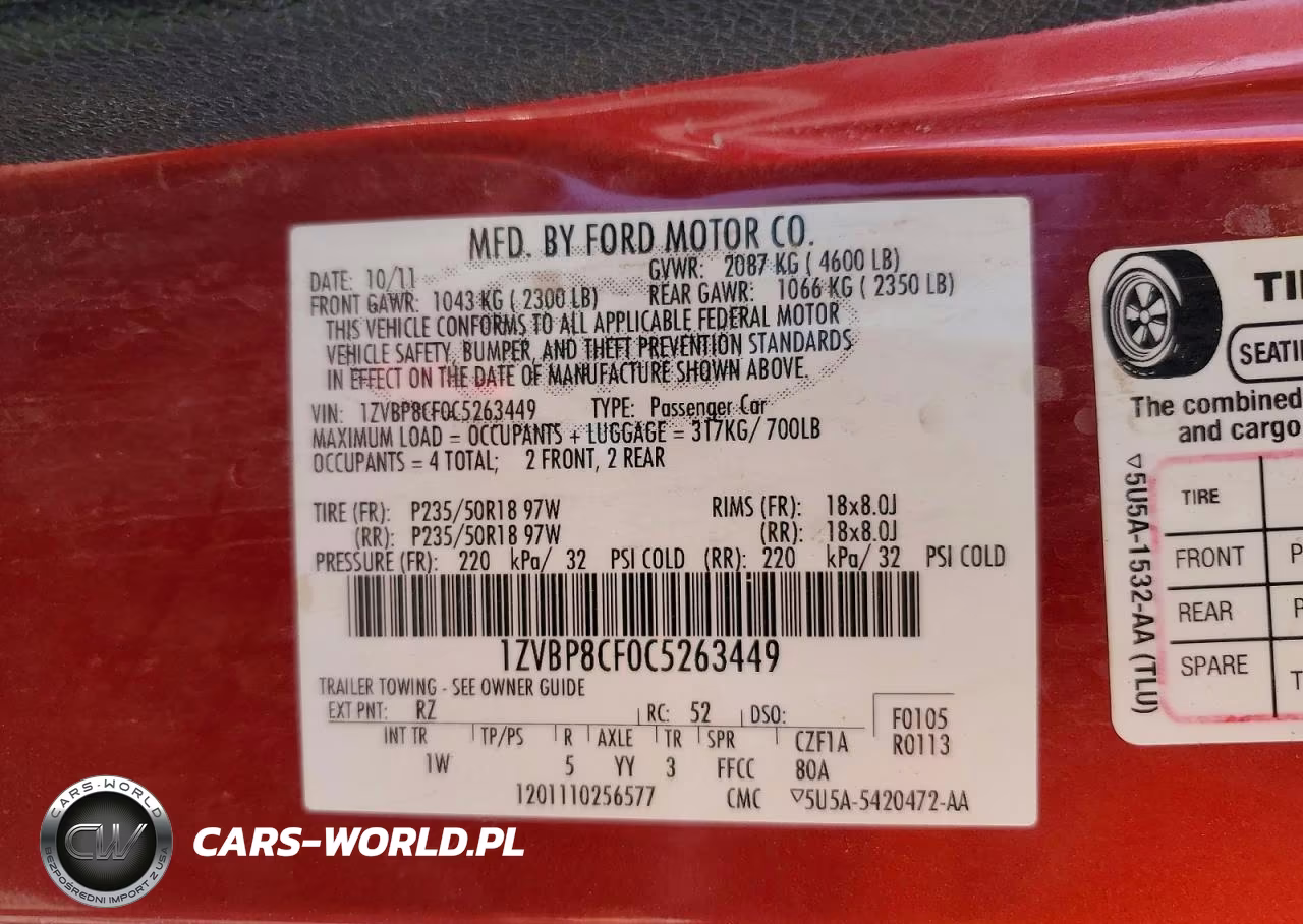2012 Ford Mustang Gt VIN:1ZVBP8CF0C5263449 - 12