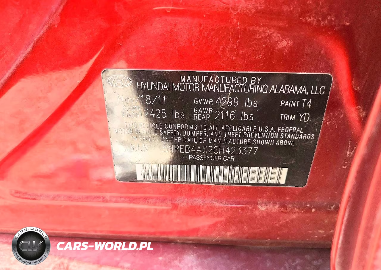 2012 Hyundai Sonata Gls VIN:5NPEB4AC2CH423377 - 13