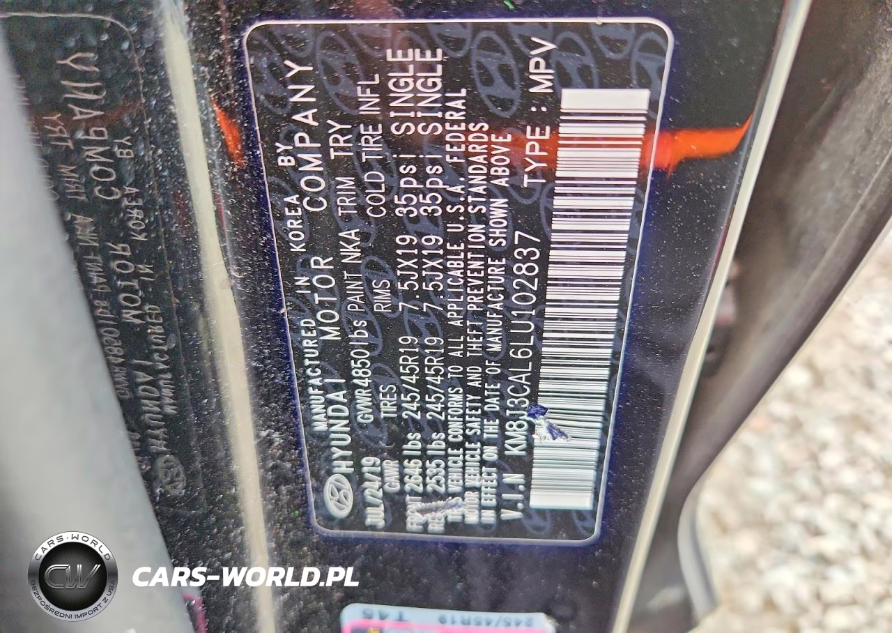 2020 Hyundai Tucson Sport VIN:KM8J3CAL6LU102837 - 13
