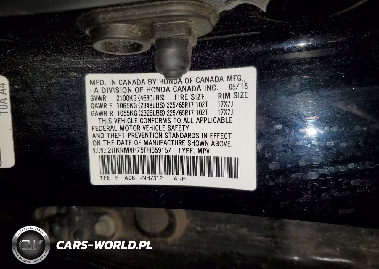 2015 Honda Cr-V Exl VIN:2HKRM4H75FH659157 - 13