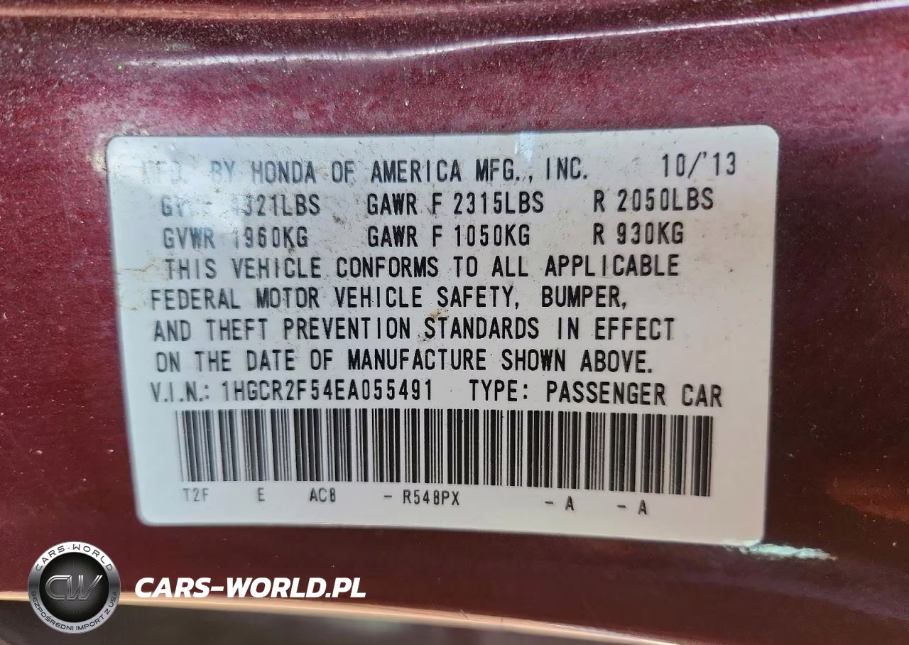 2014 Honda Accord Sport VIN:1HGCR2F54EA055491 - 12