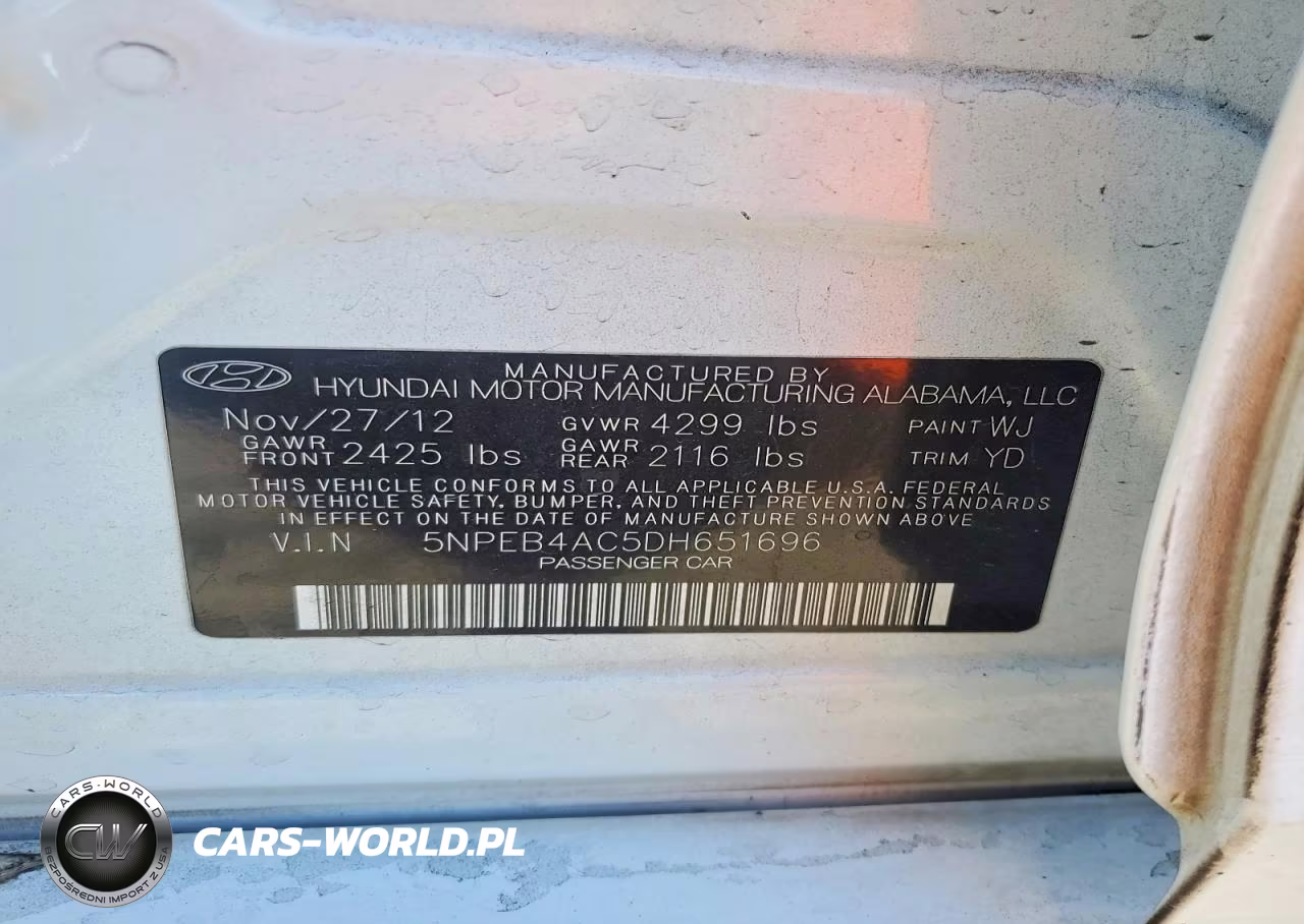 2013 Hyundai Sonata Gls VIN:5NPEB4AC5DH651696 - 12
