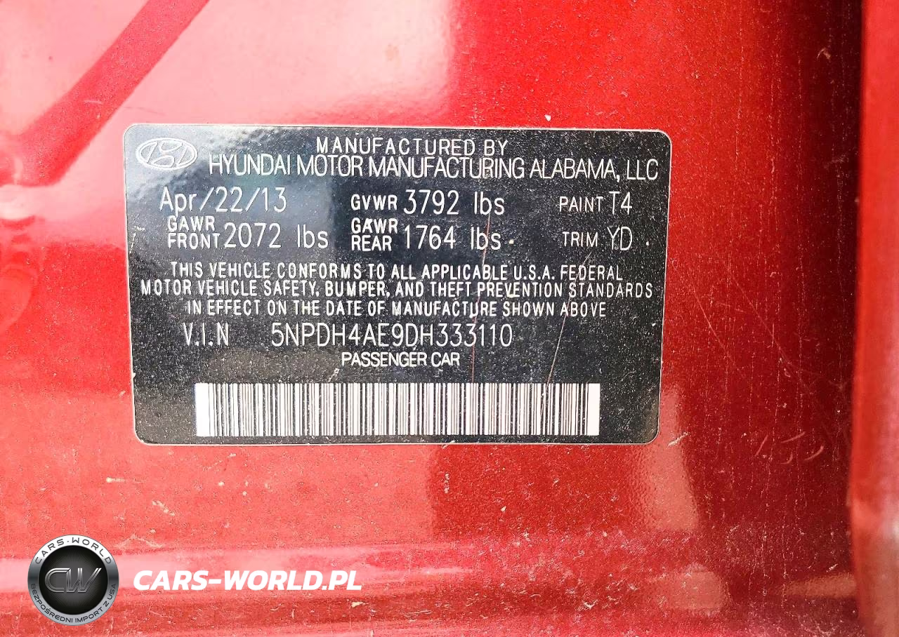 2013 Hyundai Elantra Gls VIN:5NPDH4AE9DH333110 - 13