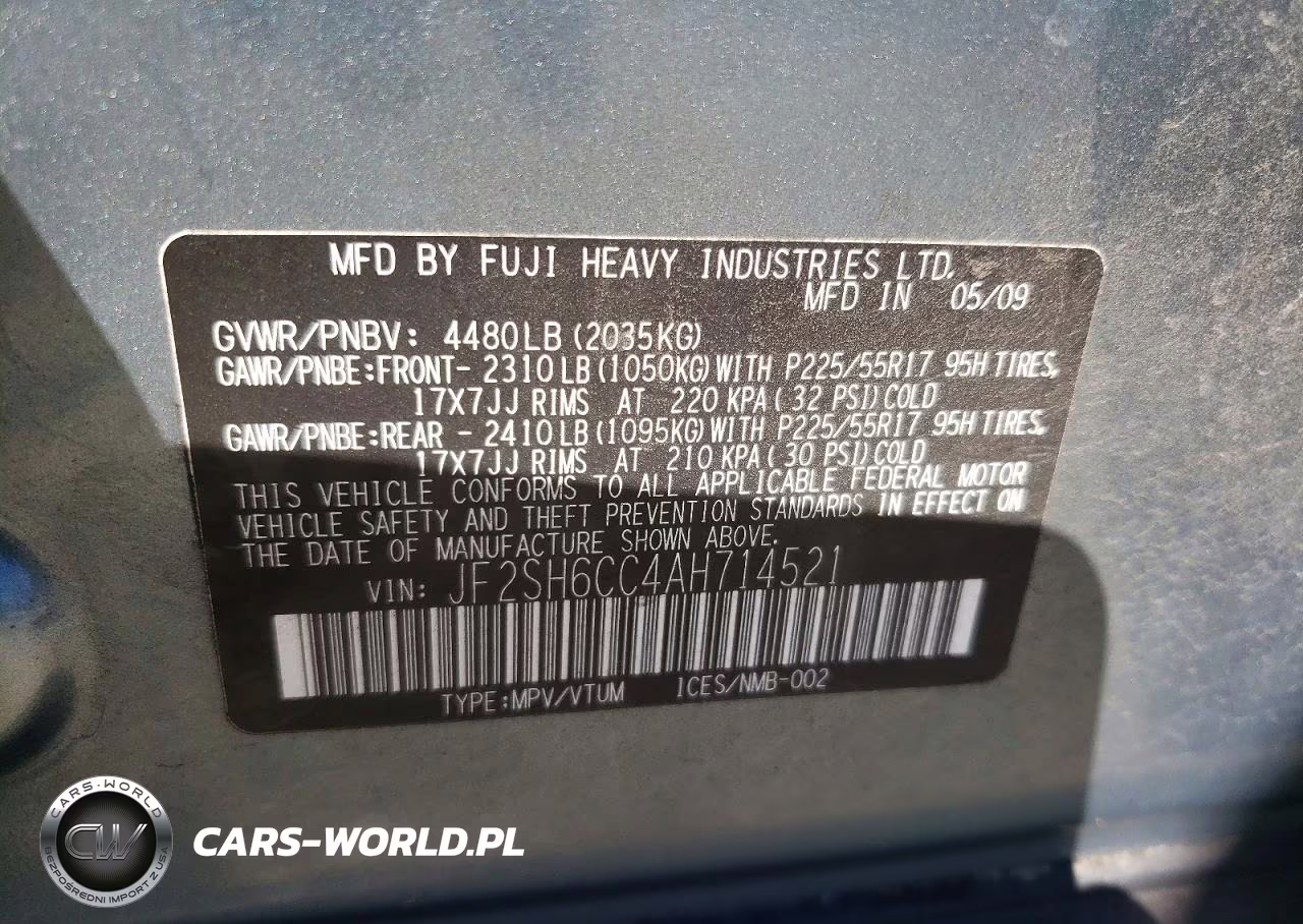 2010 Subaru Forester 2.5X Premium VIN:JF2SH6CC4AH714521 - 12