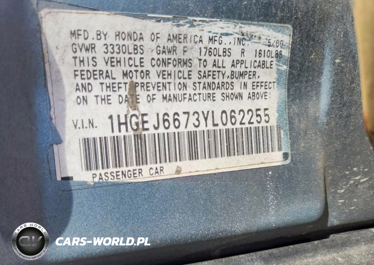 2000 Honda Civic Lx VIN:1HGEJ6673YL062255 - 12