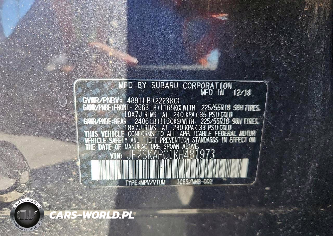 2019 Subaru Forester Sport VIN:JF2SKAPC1KH481973 - 13