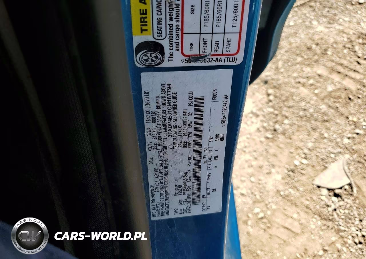 2012 Ford Fiesta Se VIN:3FADP4EJ1CM187794 - 12