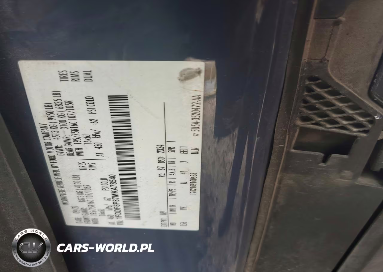 2021 Ford Transit Delivery Truck VIN:1FDDF6P87MKA78540 - 12