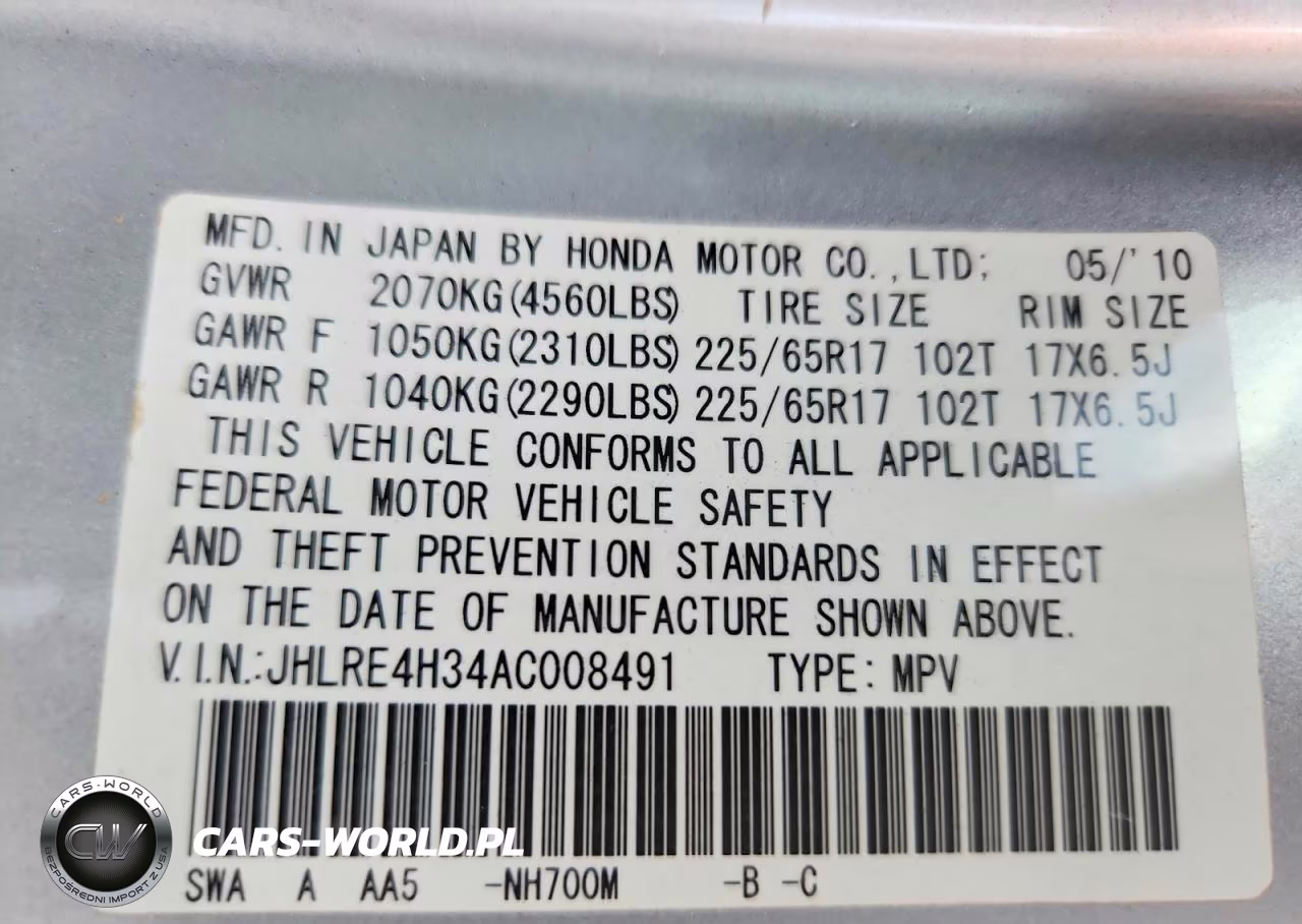 2010 Honda Cr-V Lx VIN:JHLRE4H34AC008491 - 14