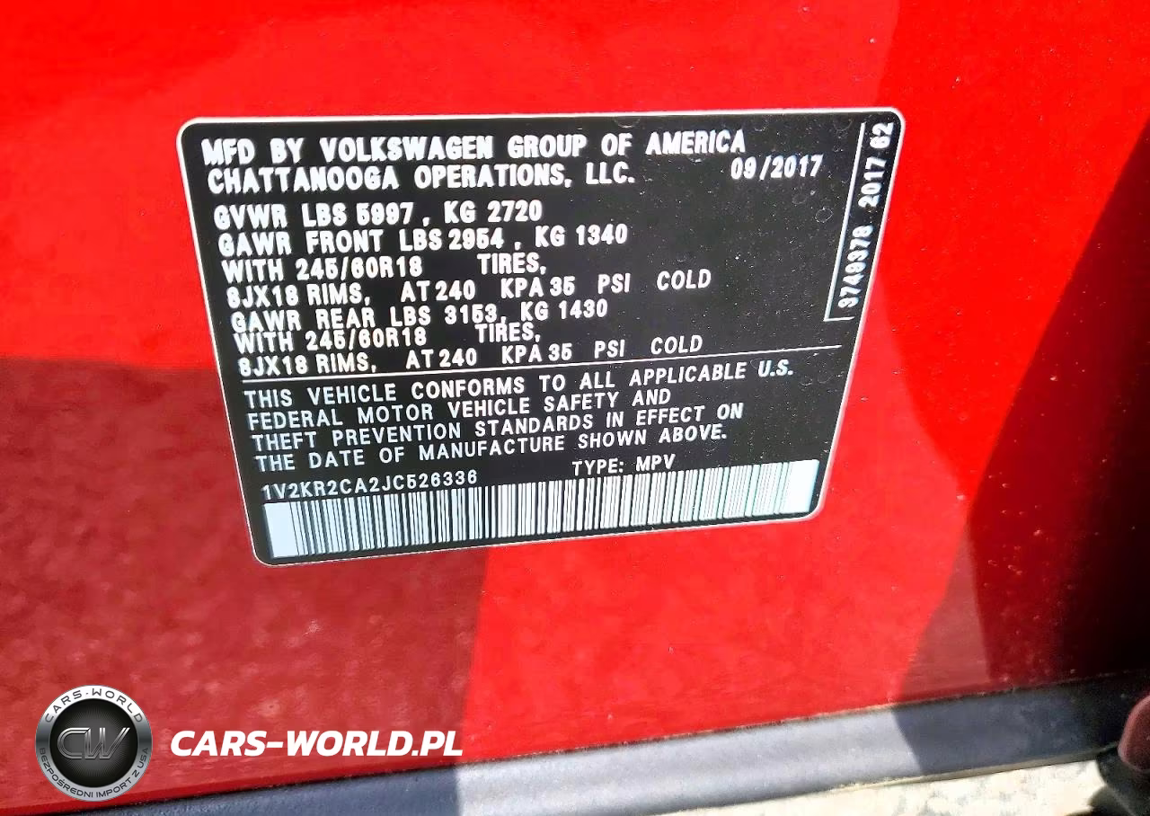 2018 Volkswagen Atlas Se VIN:1V2KR2CA2JC526336 - 13