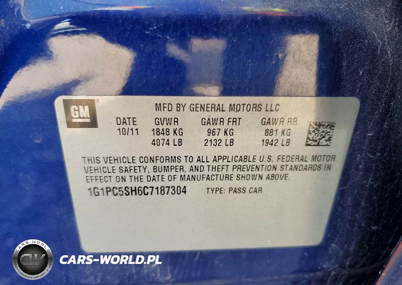 2012 Chevrolet Cruze Ls VIN:1G1PC5SH6C7187304 - 12