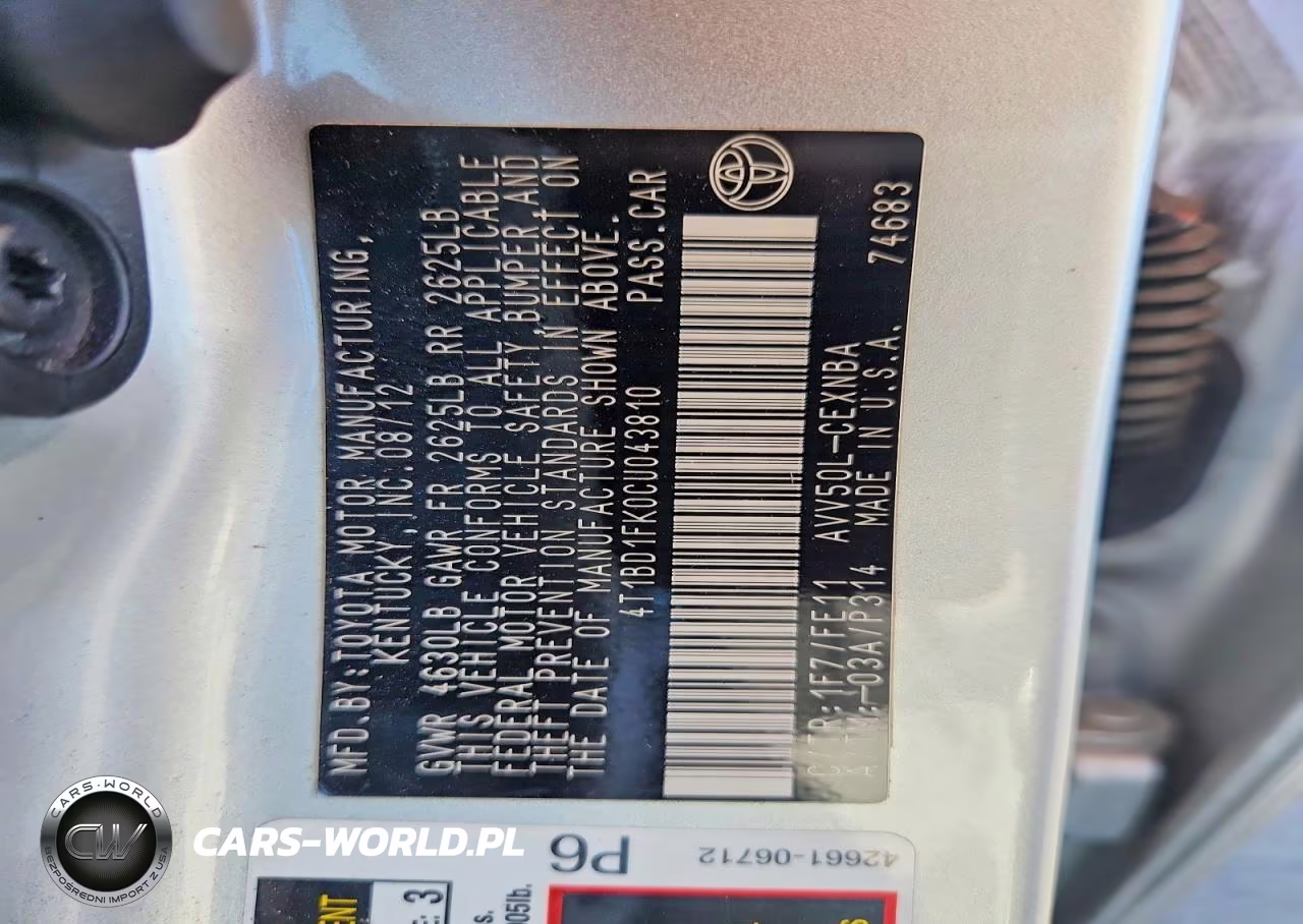2012 Toyota Camry Hybrid Le VIN:4T1BD1FK0CU043810 - 12