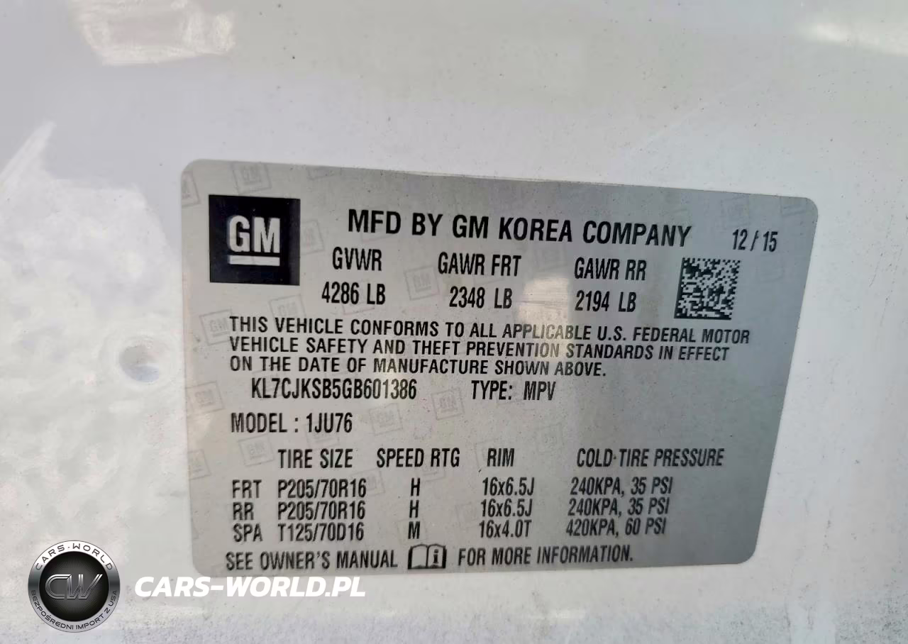 2016 Chevrolet Trax Ls VIN:KL7CJKSB5GB601386 - 12