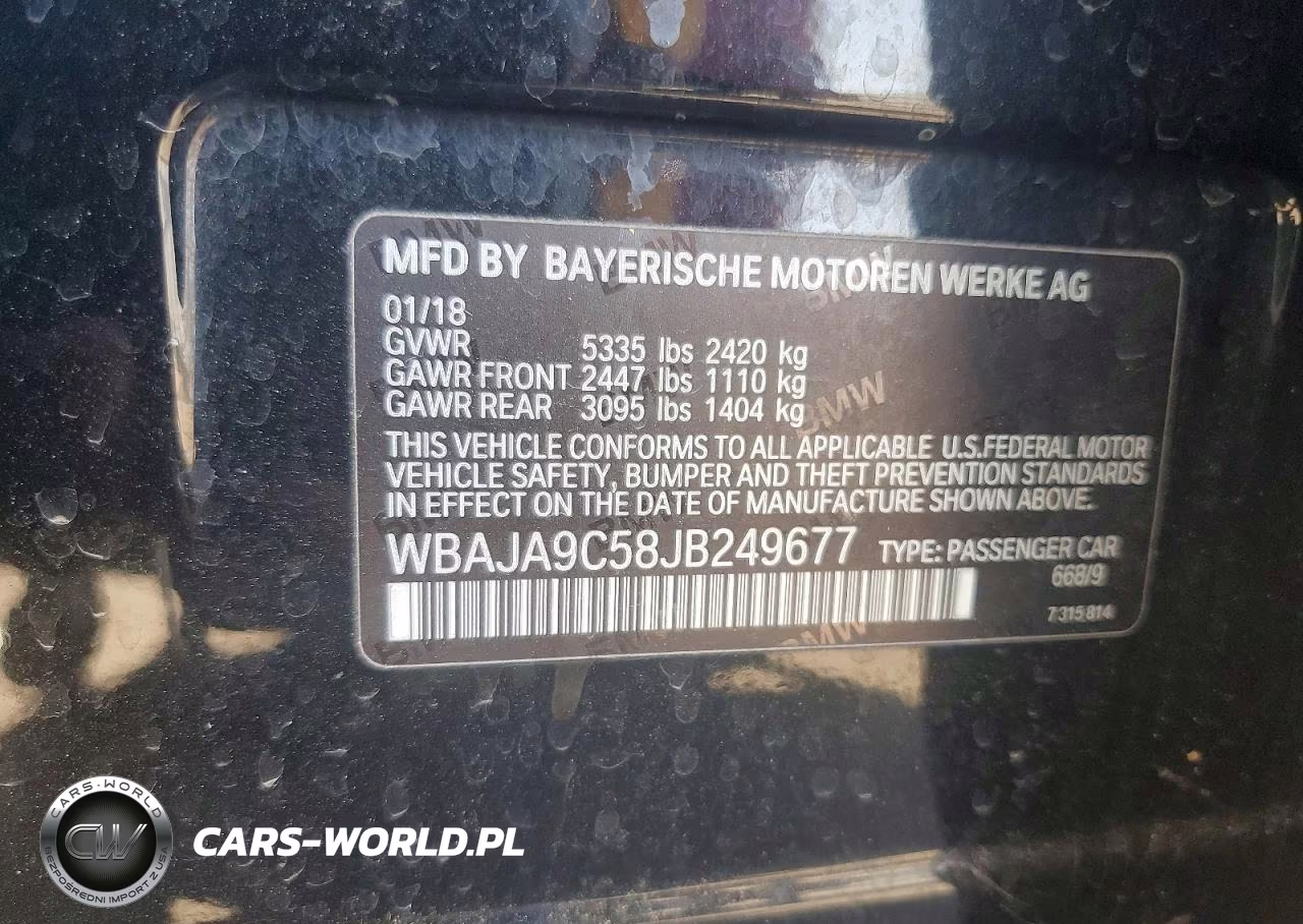 2018 BMW 530E VIN:WBAJA9C58JB249677 - 12