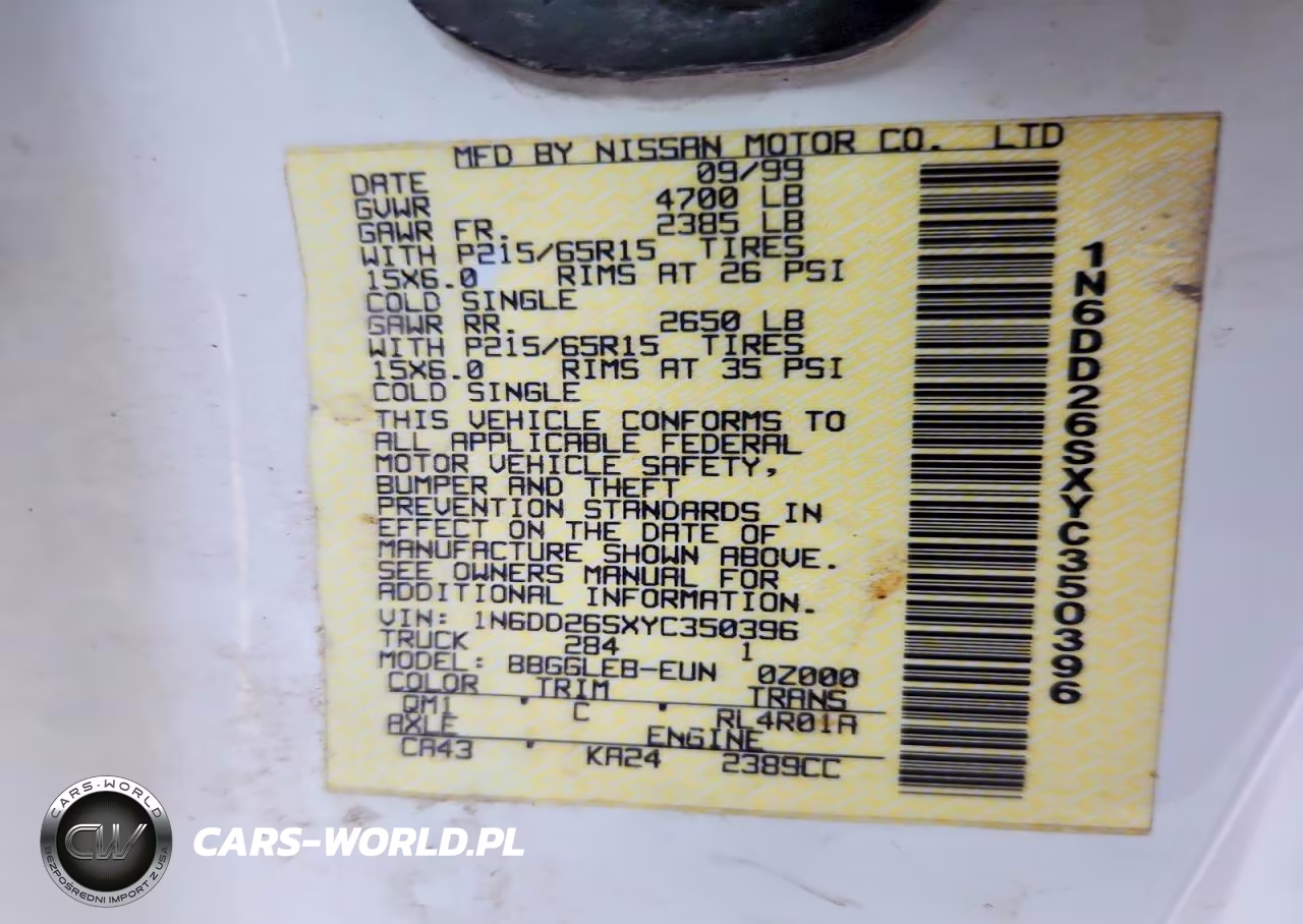 2000 Nissan Frontier Xe VIN:1N6DD26SXYC350396 - 12
