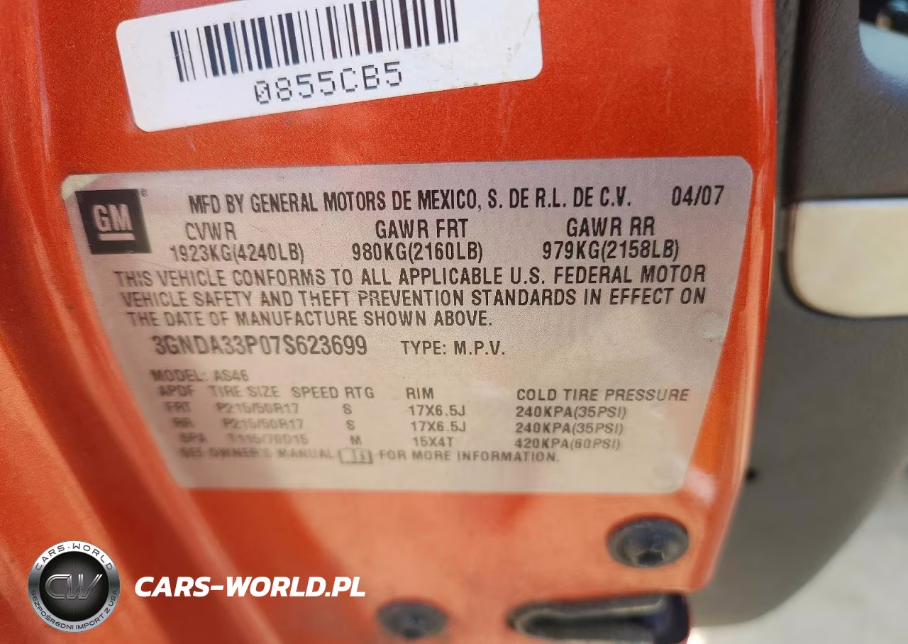 CHEVROLET HHR LT VIN:3GNDA33P07S623699 - 12