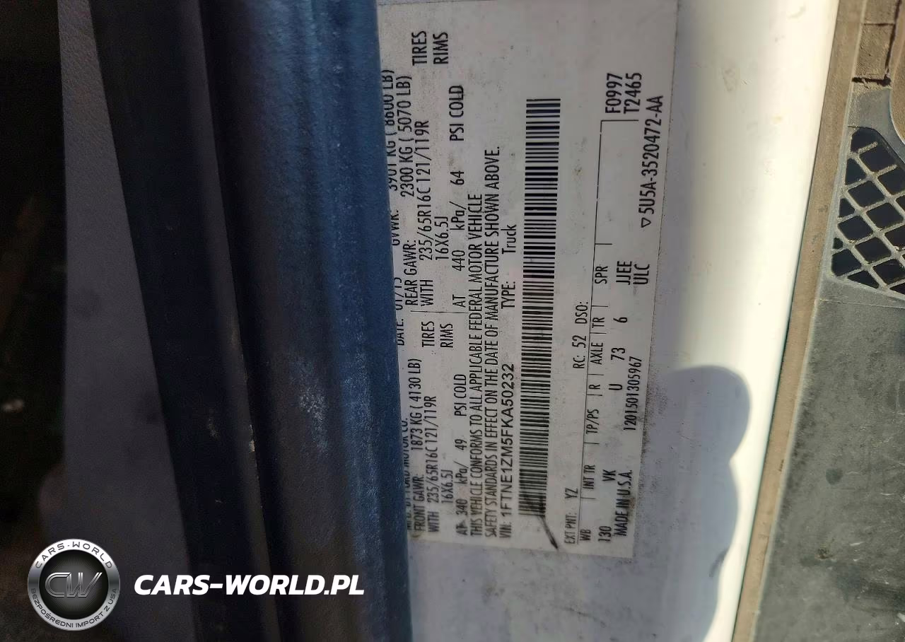 2015 Ford Transit T-150 VIN:1FTNE1ZM5FKA50232 - 13