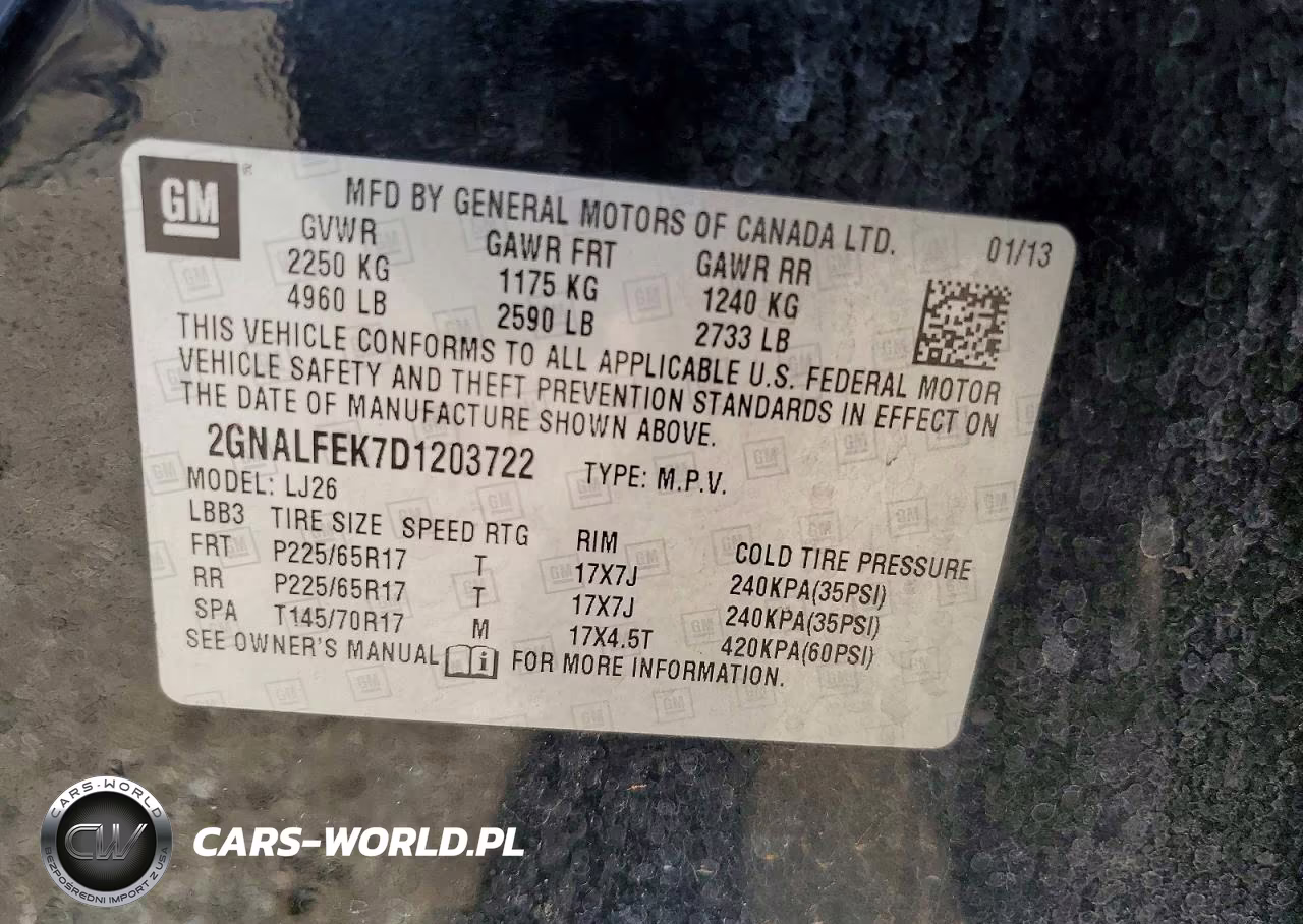 2013 Chevrolet Equinox Ltz VIN:2GNALFEK7D1203722 - 12