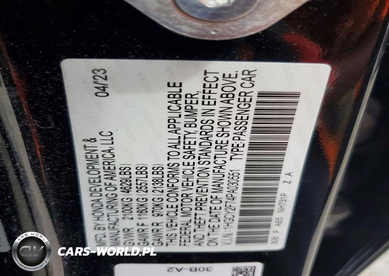 2023 Honda Accord Hybrid Sport-L VIN:1HGCY2F74PA030551 - 12