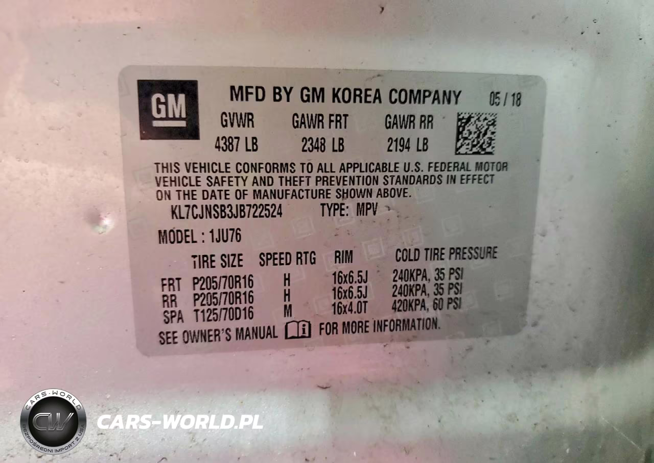 2018 Chevrolet Trax Ls VIN:KL7CJNSB3JB722524 - 12