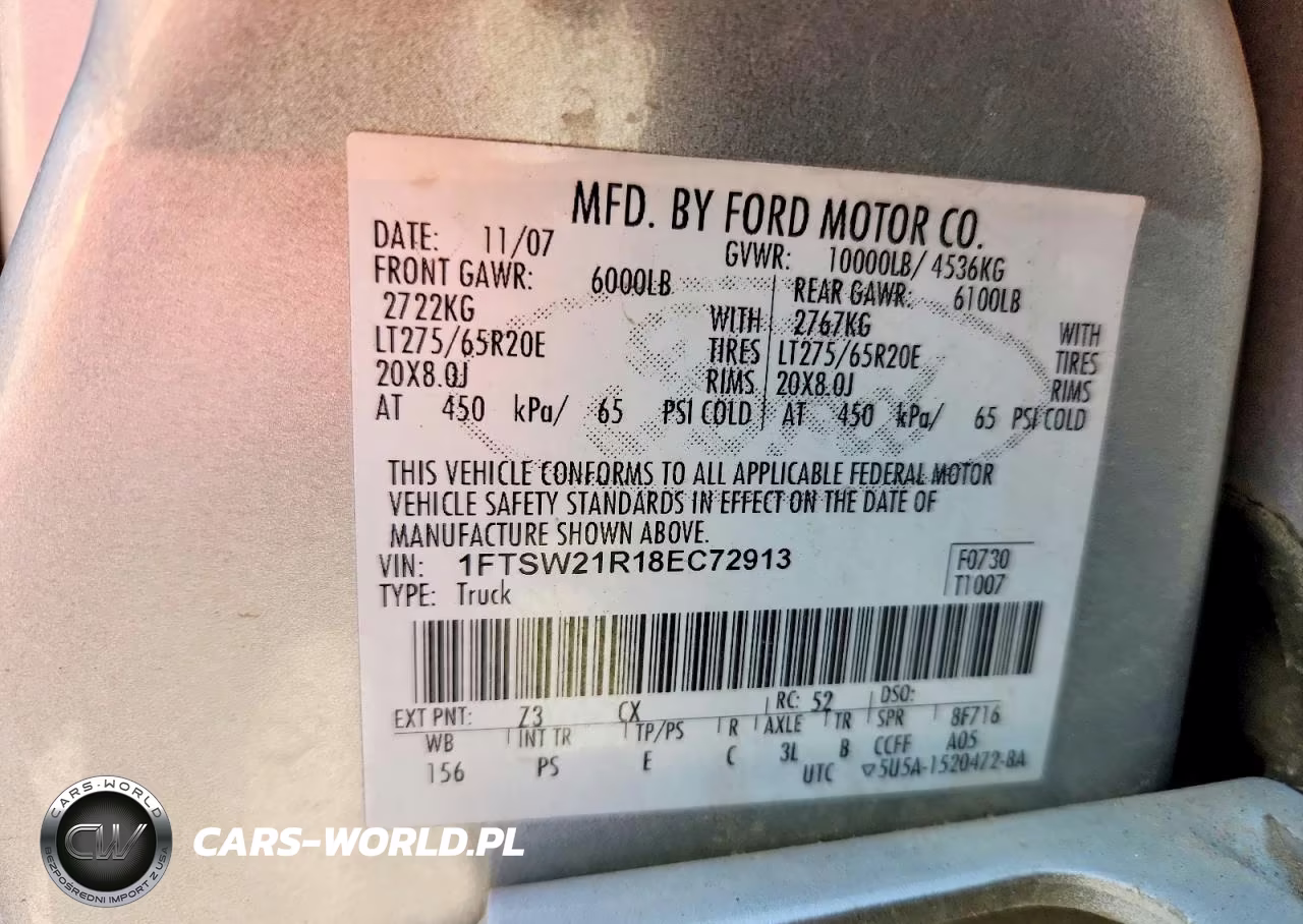2008 Ford F250 Super Duty VIN:1FTSW21R18EC72913 - 12