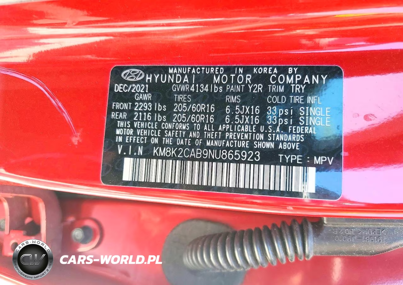 2022 Hyundai Kona Se VIN:KM8K2CAB9NU865923 - 13