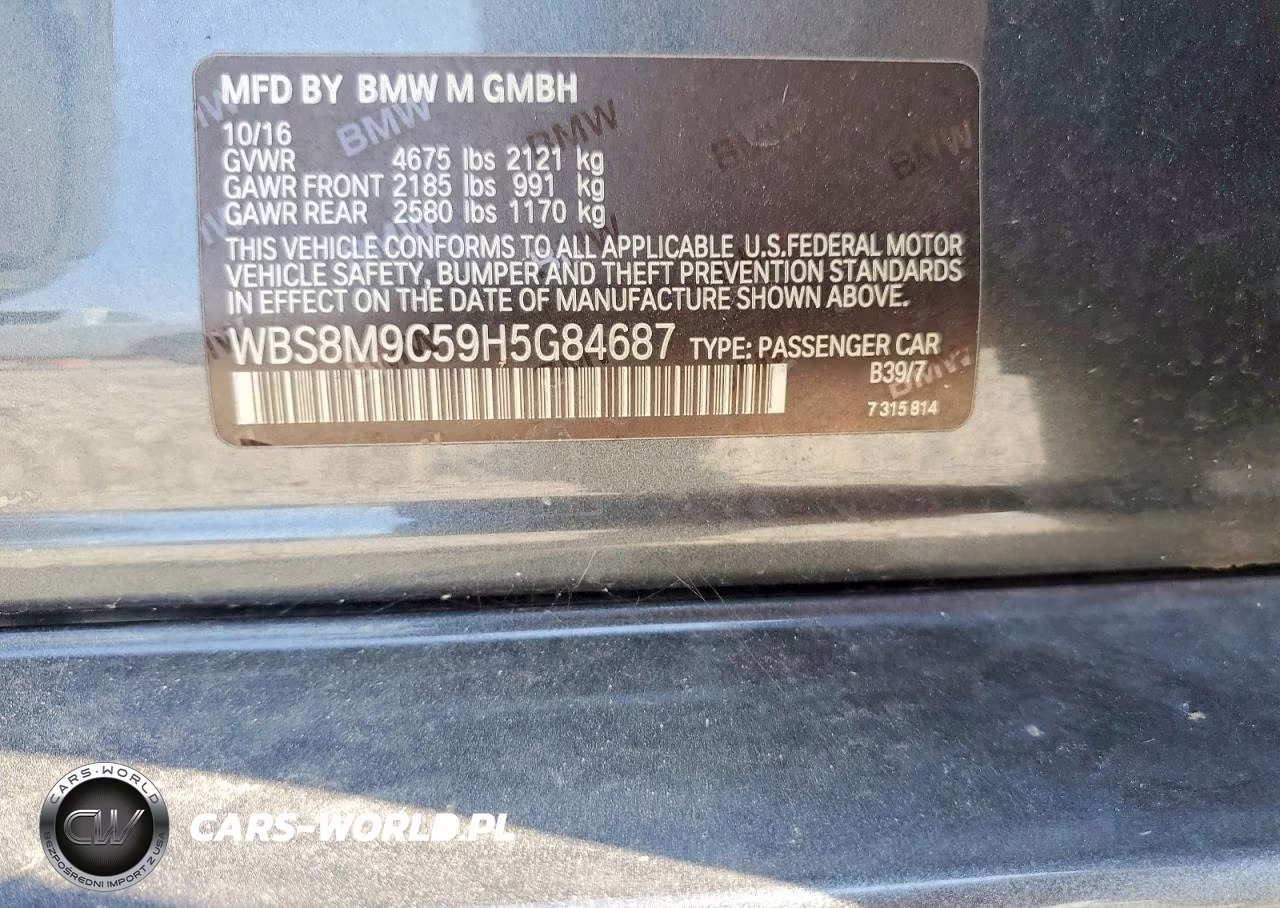 2017 BMW M3 VIN:WBS8M9C59H5G84687 - 12