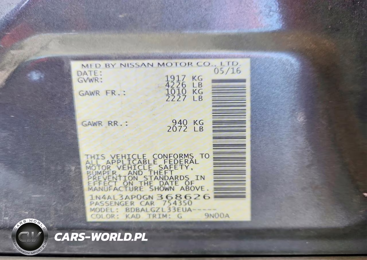 2016 Nissan Altima 2.5 S VIN:1N4AL3AP0GN368626 - 12