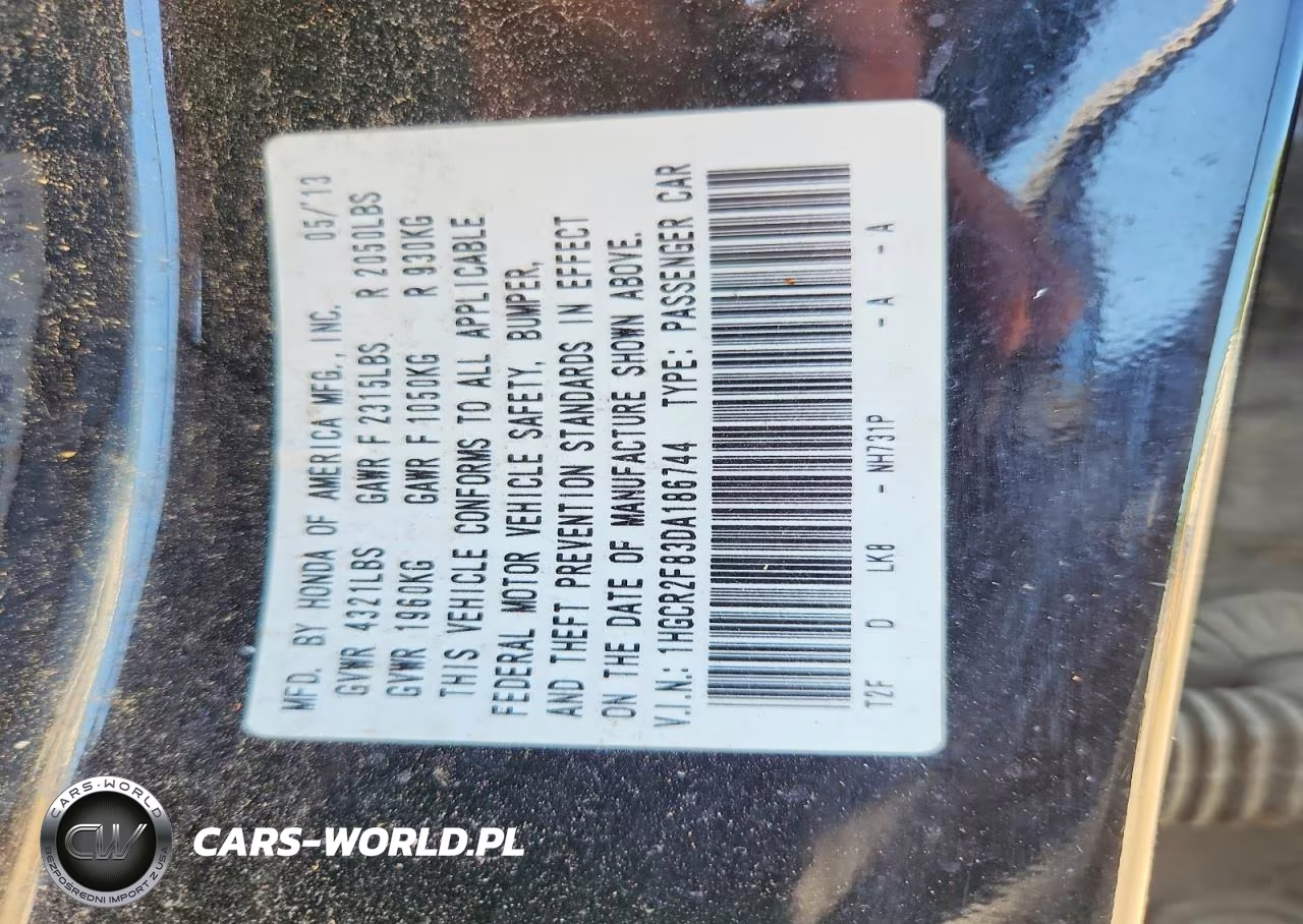 2013 Honda Accord Exl VIN:1HGCR2F83DA186744 - 13