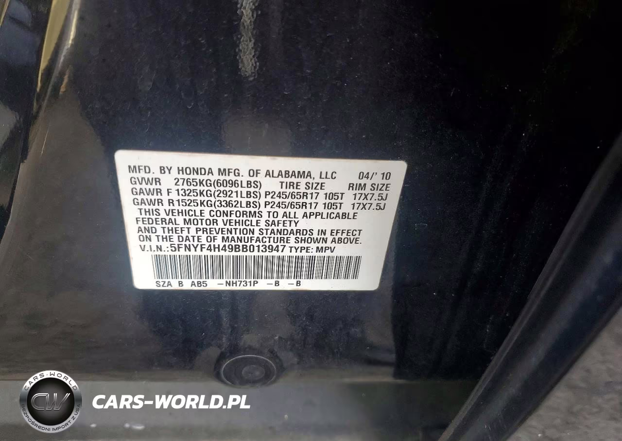 2011 Honda Pilot Ex VIN:5FNYF4H49BB013947 - 13