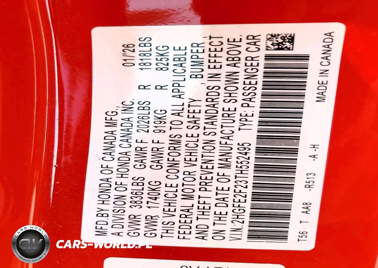 2026 Honda Civic Lx VIN:2HGFE2F23TH552495 - 12