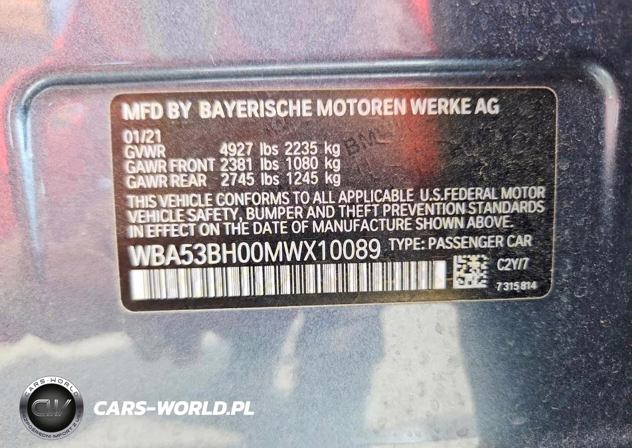 2021 BMW 530 I VIN:WBA53BH00MWX10089 - 12