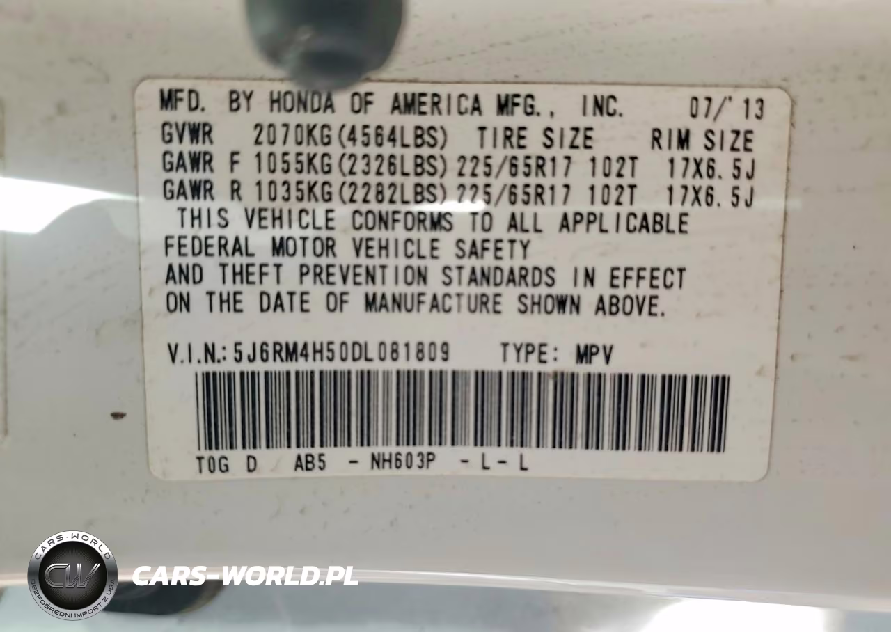 2013 Honda Cr-V Ex VIN:5J6RM4H50DL081809 - 13