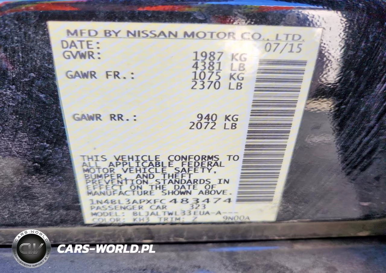 2015 Nissan Altima 3.5 Sl VIN:1N4BL3APXFC483474 - 12