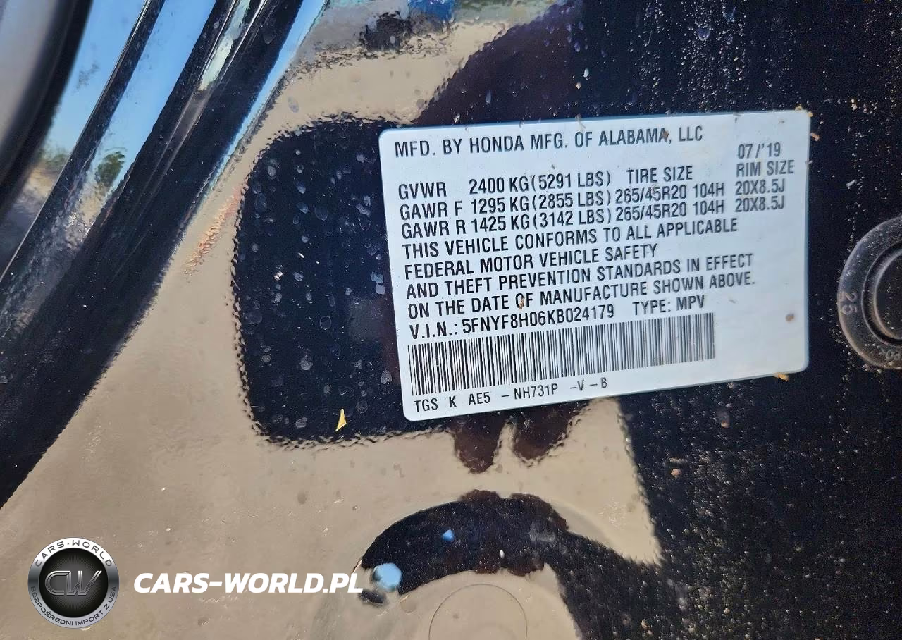 2019 Honda Passport Elite VIN:5FNYF8H06KB024179 - 13